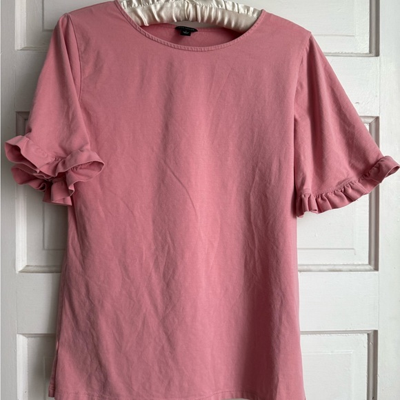 Ann Taylor Tops - Ann Taylor Pink Short Sleeve Ruffle Top